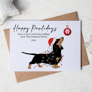 Süße Dachshund-Lichter für Haustierliebhaber Weihn Feiertagskarte