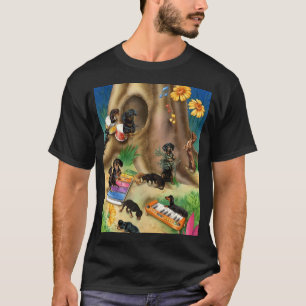 Süße Dachshund-Musikband unter einem Baum T-Shirt