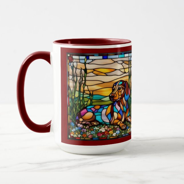 Süße Dachshund-Regenbogen-Kaffeetasse Tasse (Links)