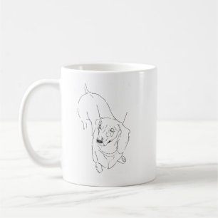 Süße Dachshund-Tasse – Line-Art-Wursthund Kaffeetasse