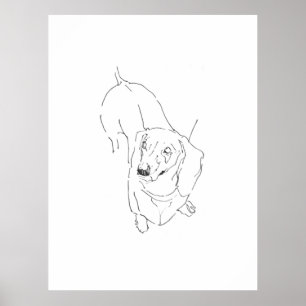 Süße Dachshund-Tasse – Line-Art-Wursthund Poster