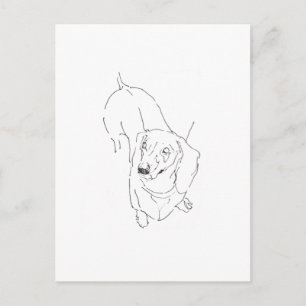 Süße Dachshund-Tasse – Line-Art-Wursthund Postkarte