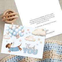 Süße Dachshund und Ballons Junge Baby Shower