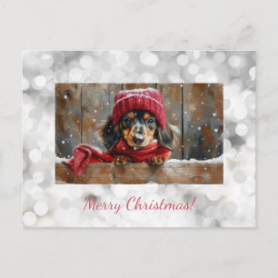 Süße Dachshund-Weihnachts-Postkarte Feiertagspostkarte