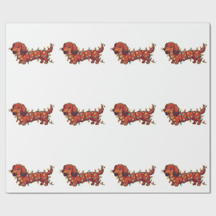 Süße Dachshund-Weihnachtslichter-Verpackungspapier Geschenkpapier
