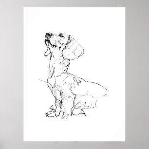 Süße Dachshund-Zeichnung, Hunde-Eltern Poster