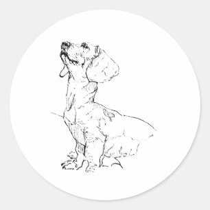 Süße Dachshund-Zeichnung, Hunde-Eltern Runder Aufkleber