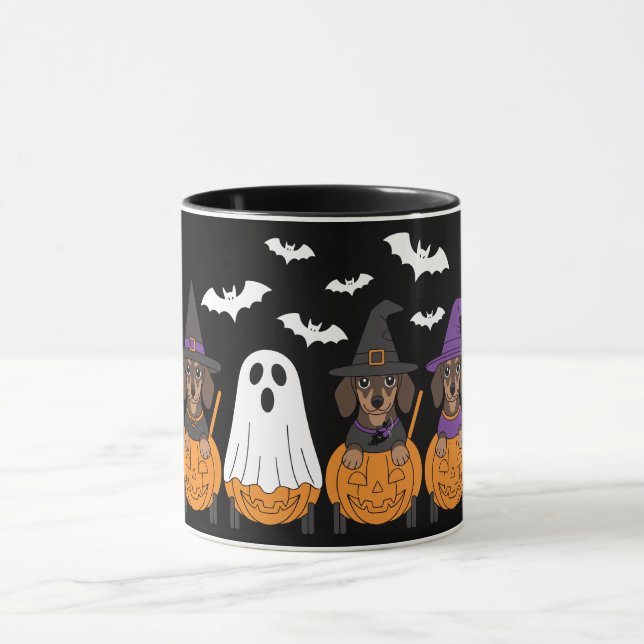Süße Dachshunde Halloween-Party Tasse (Zentrum)