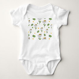 Süße Daisy- und Bienen-Nahtlos-Muster Baby Strampler