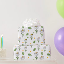 Süße Daisy- und Bienen-Nahtlos-Muster