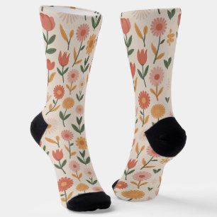 Süße Damen-Blumencrewsocken Socken