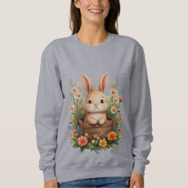 Süße Damen-Hasen-Blumen-Garten-Watercolor-Sweatshi Sweatshirt