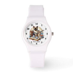Süße Damen Katzenbuch-Süchtige anpassbar Armbanduhr