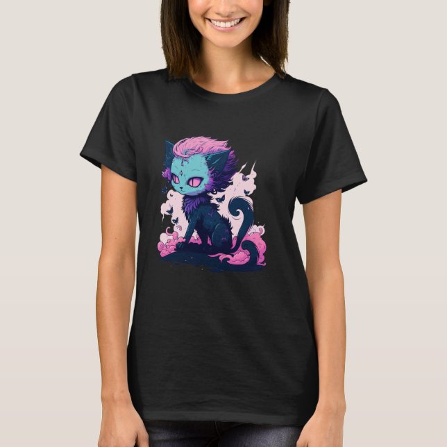 Süße Dämonen-Katzengirl T-Shirt (Vorderseite)