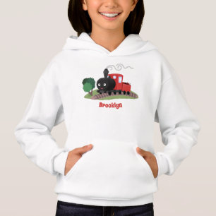 Süße Dampflokomotiven-Cartoon-Illustration Hoodie