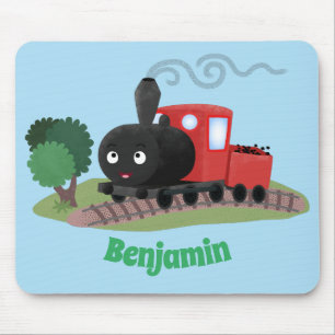 Süße Dampflokomotiven-Cartoon-Illustration Mousepad