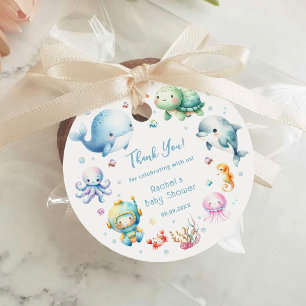 Süße Danke-Unter-dem-Meer-Baby-Shower-Karte Geschenkanhänger