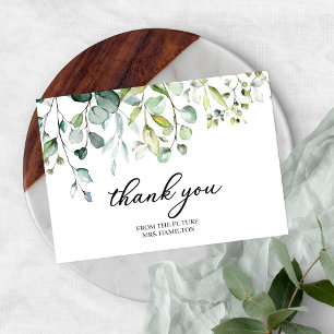 Süße Danksagungskarte zur Bridal Shower mit Grünpf Dankeskarte