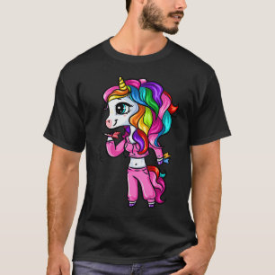 Süße Dartsspielerin Einhorn Mädchen Lustige Darts T-Shirt