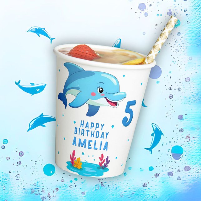 Süße Delfin Meerestiere Kinder Geburtstagsfeier Pappbecher (Von Creator hochgeladen)