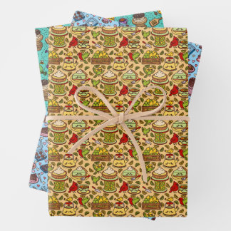 Süße dessertinspirierte Muster für Geschenkpapier Set