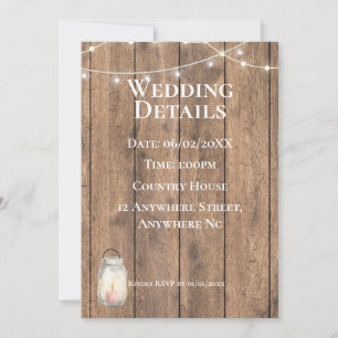 Süße Details Karte für eine ländliche Hochzeit R