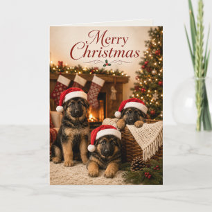 Süße Deutsche Schäferhund-Welpen Frohe Weihnachten Karte