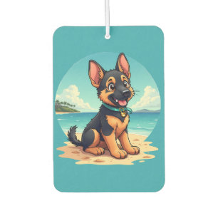Süße Deutsche Schäferhund-Welpen-Strand-Illustrati Autolufterfrischer