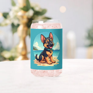 Süße Deutsche Schäferhund-Welpen-Strand-Illustrati Dosenglas