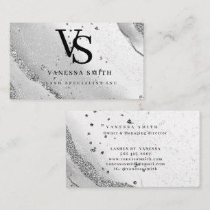 Süße Diamant-schwarze Glitter-Marmor-Achat-Monogra Visitenkarte