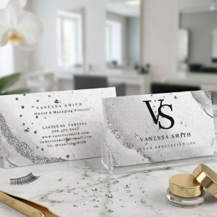 Süße Diamant-schwarze Glitter-Marmor-Achat-Monogra Visitenkarte