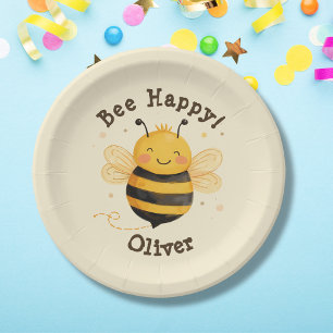 Süße dicke Hummel "Bee Happy" Pappteller
