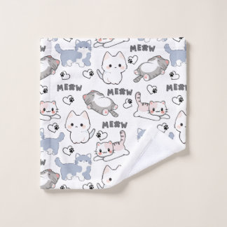 Süße dicke Kätzchen und Meow-Herzen Badhandtuch Set