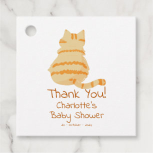Süße dicke orange Katze Baby Shower Geschenkanhänger