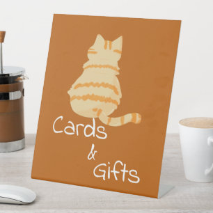 Süße dicke orange Katze Baby Shower Karten & Gesch Sockelschild