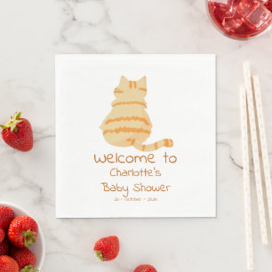 Süße dicke orange Katze Baby Shower Serviette