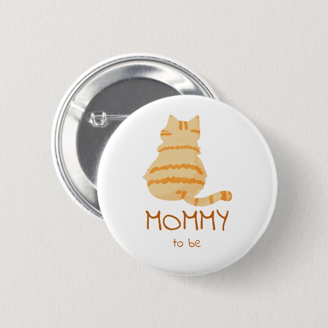 Süße dicke orange Katze Baby Shower werdende Mutte Button (Vorne & Hinten)