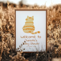 Süße dicke orange Katze Baby Shower Willkommenssch