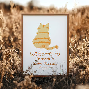 Süße dicke orange Katze Baby Shower Willkommenssch Poster