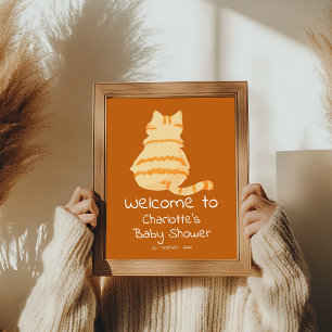 Süße dicke orange Katze Baby Shower Willkommenssch Poster