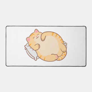 Süße dicke schlafende orange getigerte Katze Kisse Schreibtischunterlage