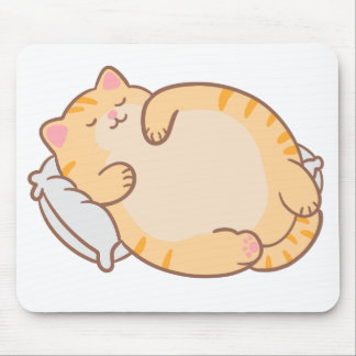 Süße dicke schlafende orange Tabby-Katzen-Kissen Mousepad