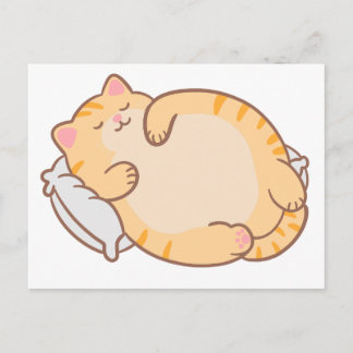 Süße dicke schlafende orange Tabby-Katzen-Kissen Postkarte