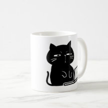 Süße dicke schwarze Katze Kaffeetasse