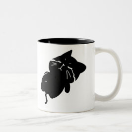 Süße dicke schwarze Katze Kaffeetasse - weinen