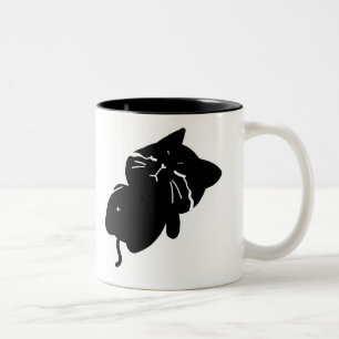 Süße dicke schwarze Katze Kaffeetasse - weinen