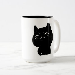 Süße dicke schwarze Katzen-Kaffeetasse Zweifarbige Tasse