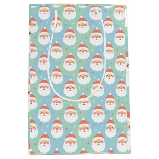 Süße dicke Weihnachtsmann-Köpfe Pastell Nahtlos Mittlere Geschenktüte