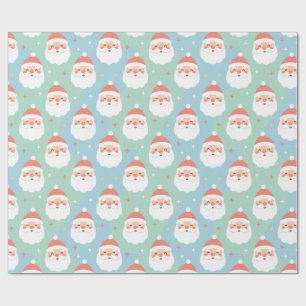 Süße dicke Weihnachtsmann-Köpfe Pastell-Nahtloses Geschenkpapier