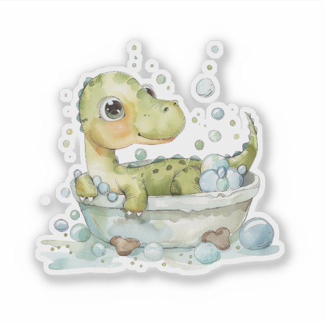 Süße Dino-Badezeit Aufkleber (Vorderseite)